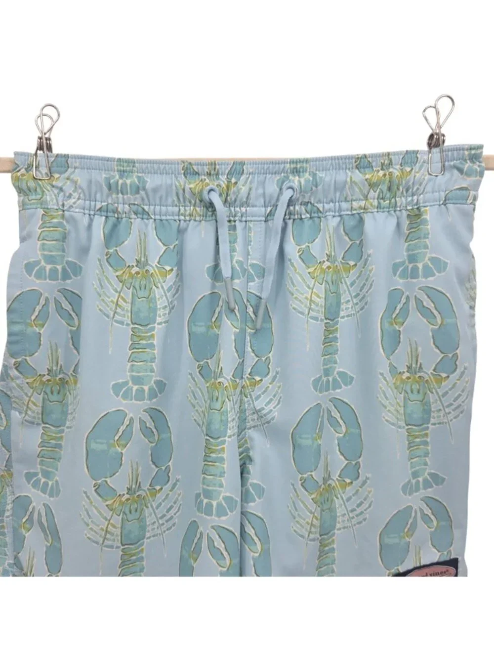 Vineyard Vines Boys Small Swim Trunks Lobster Print Blue Pockets Lined Beach
